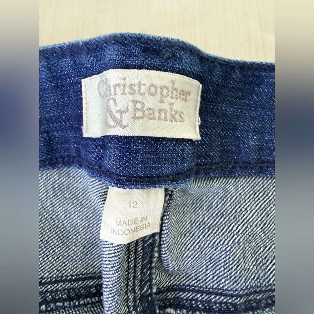 Christopher & Banks denim Cottagecore cherry Daisy floral garden crop pants 12 - Picture 5 of 11